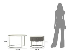 Mesa De Centro* Conjunto de Mesas Auxiliares VKH796, , 70x70x45 cm, Kendra Home Cinzento