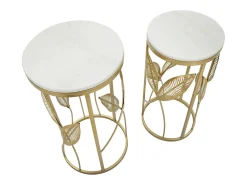 Discount Conjunto de Mesas Auxiliares Gogli, Ouro, 35x35x65,5 cm, Kendra Home Dourado