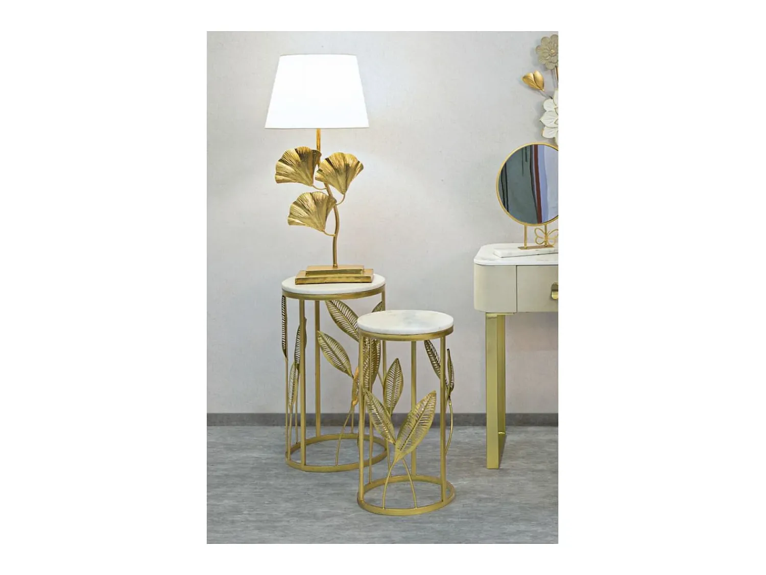 Discount Conjunto de Mesas Auxiliares Gogli, Ouro, 35x35x65,5 cm, Kendra Home Dourado