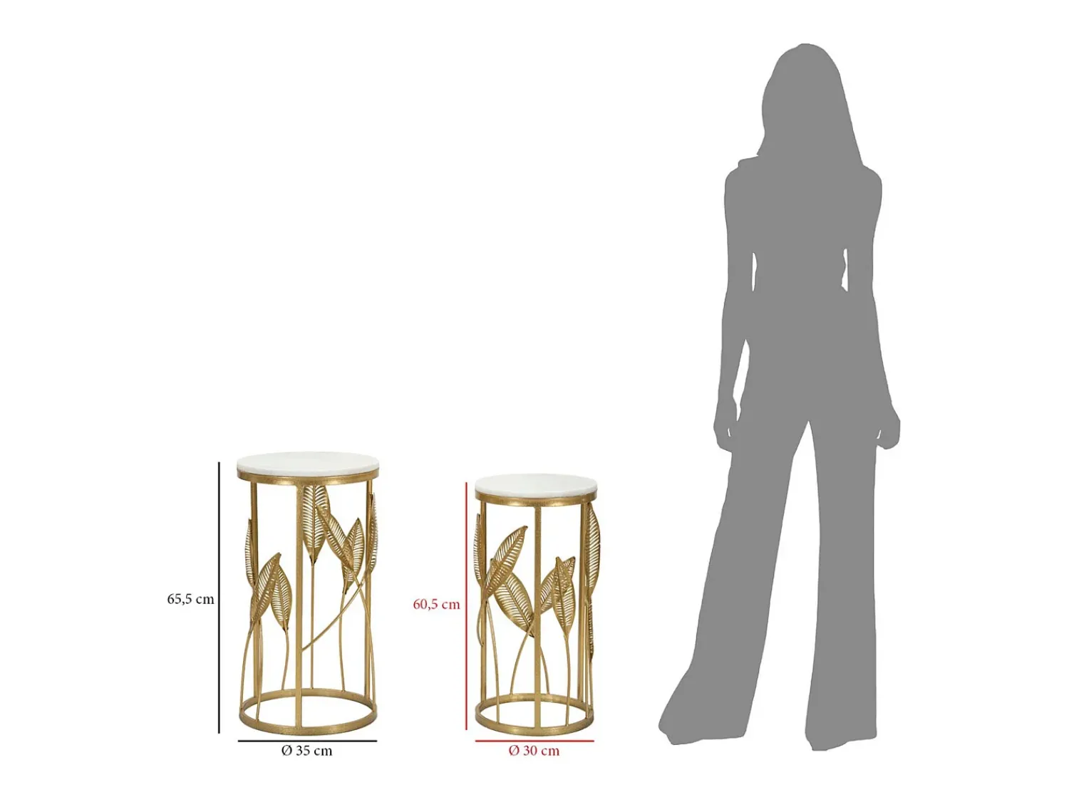 Discount Conjunto de Mesas Auxiliares Gogli, Ouro, 35x35x65,5 cm, Kendra Home Dourado