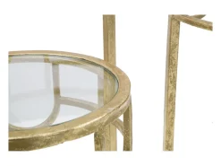 Conjunto de Mesas Auxiliares VKH428, Ouro, 33x33x70 cm, Kendra Home^ Mesa De Apoio