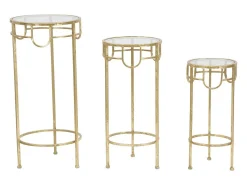 Conjunto de Mesas Auxiliares VKH428, Ouro, 33x33x70 cm, Kendra Home^ Mesa De Apoio