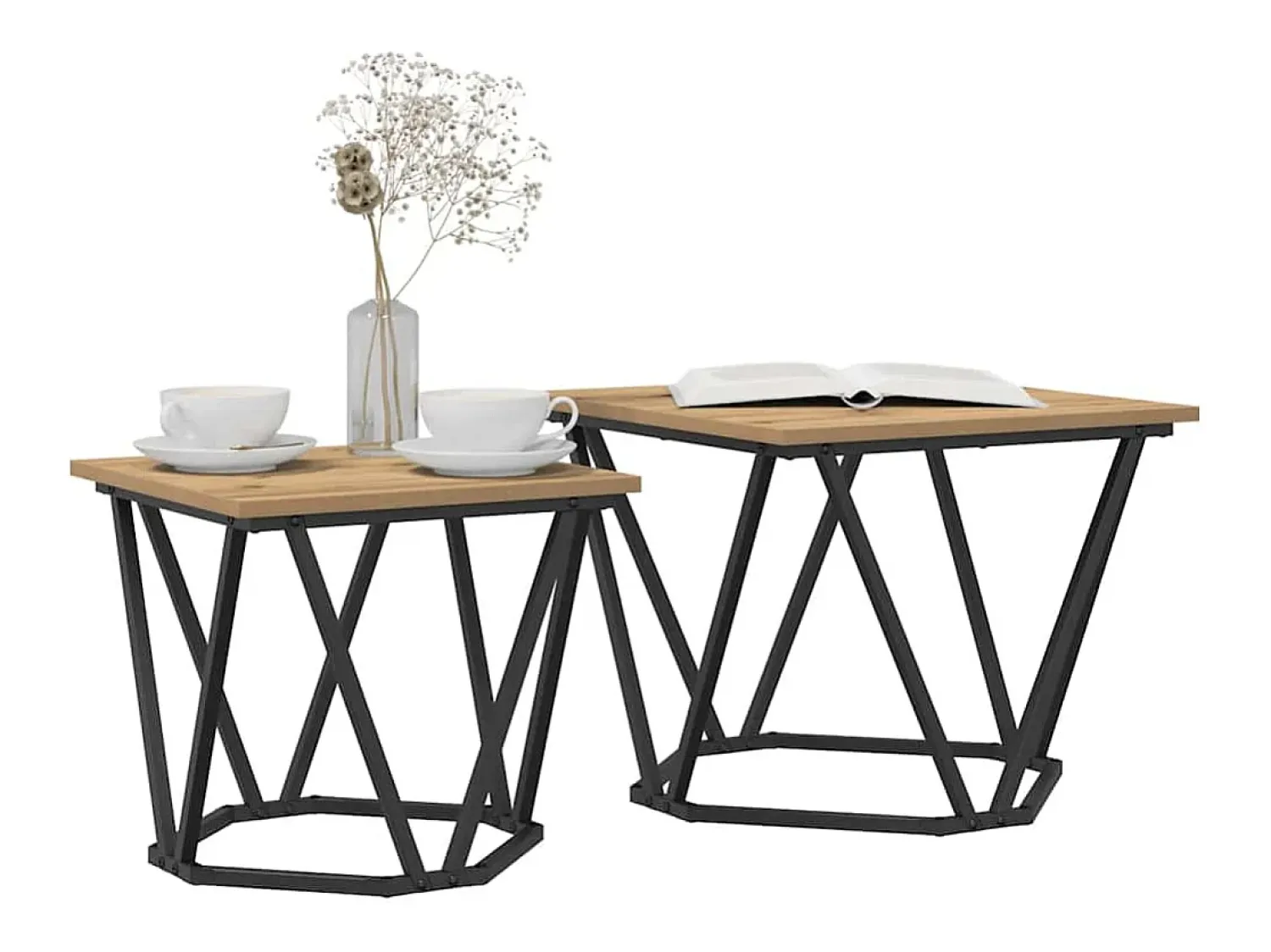 Conjunto de mesas de apoio 2 pcs carvalho artisiano^ Mesa De Centro