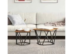 Mesa De Centro* Conjunto de mesas de apoio 2 pcs Madeira recuperada Castanho