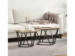 Clearance Conjunto de mesas de apoio 2 pcs Carvalho sonoma Castanho