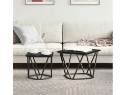 Mesa De Centro| Conjunto de mesas de apoio 2 pcs Carvalho 50x50x40 cm Preto