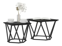 Mesa De Centro| Conjunto de mesas de apoio 2 pcs Carvalho 50x50x40 cm Preto