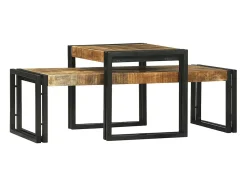 Mesa De Centro| Conjunto de Mesas de centro | Mesa de apoio | Mesa de café 2 Peças Madeira de mangueira maciça Castanho