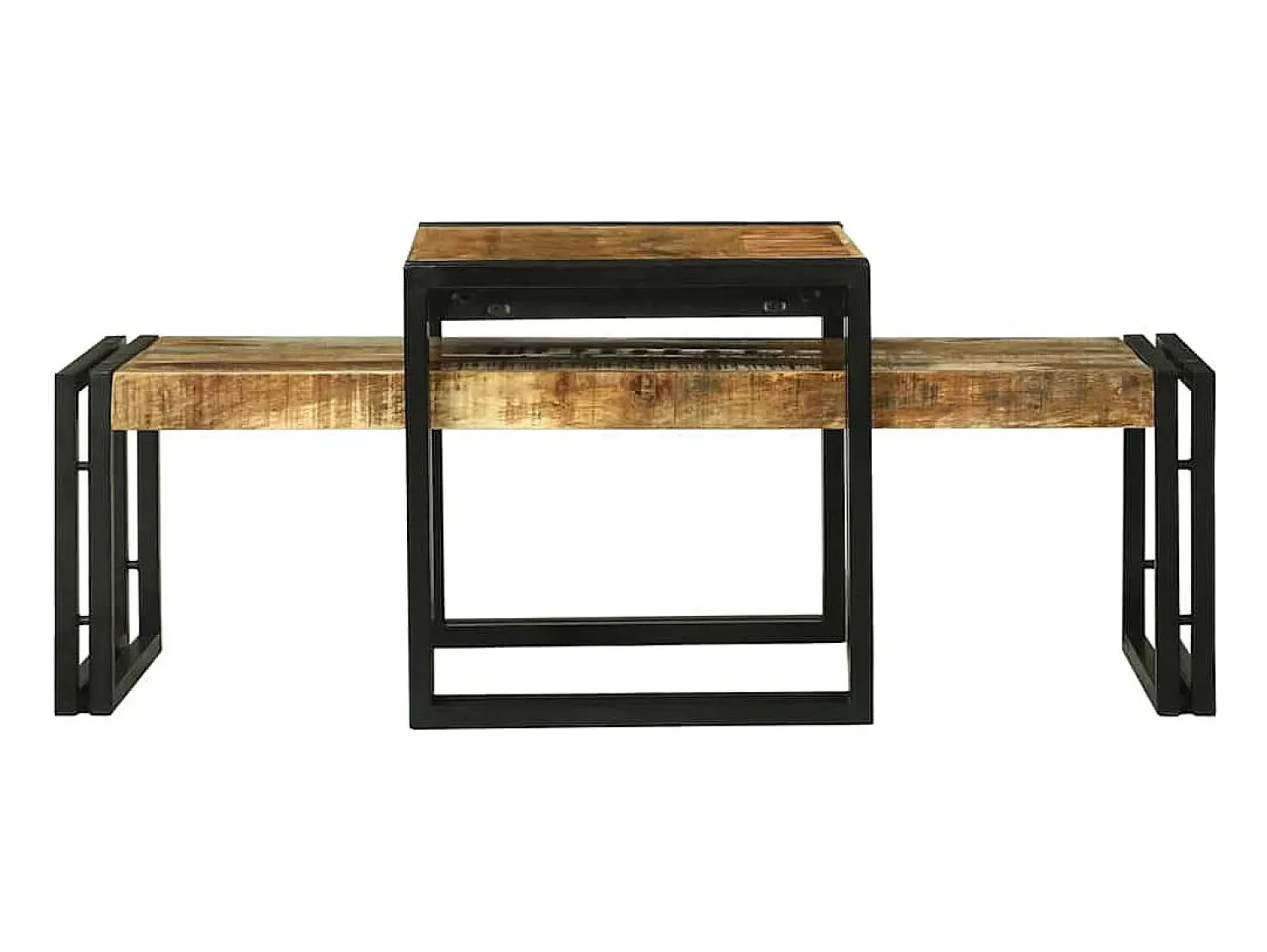 Mesa De Centro| Conjunto de Mesas de centro | Mesa de apoio | Mesa de café 2 Peças Madeira de mangueira maciça Castanho