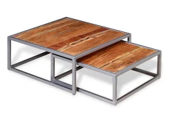 Mesa De Centro* Conjunto de mesas de centro 2 pcs madeira de acácia maciça PT618579 Castanho