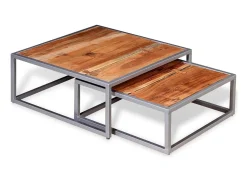 Mesa De Centro* Conjunto de mesas de centro 2 pcs madeira de acácia maciça PT618579 Castanho