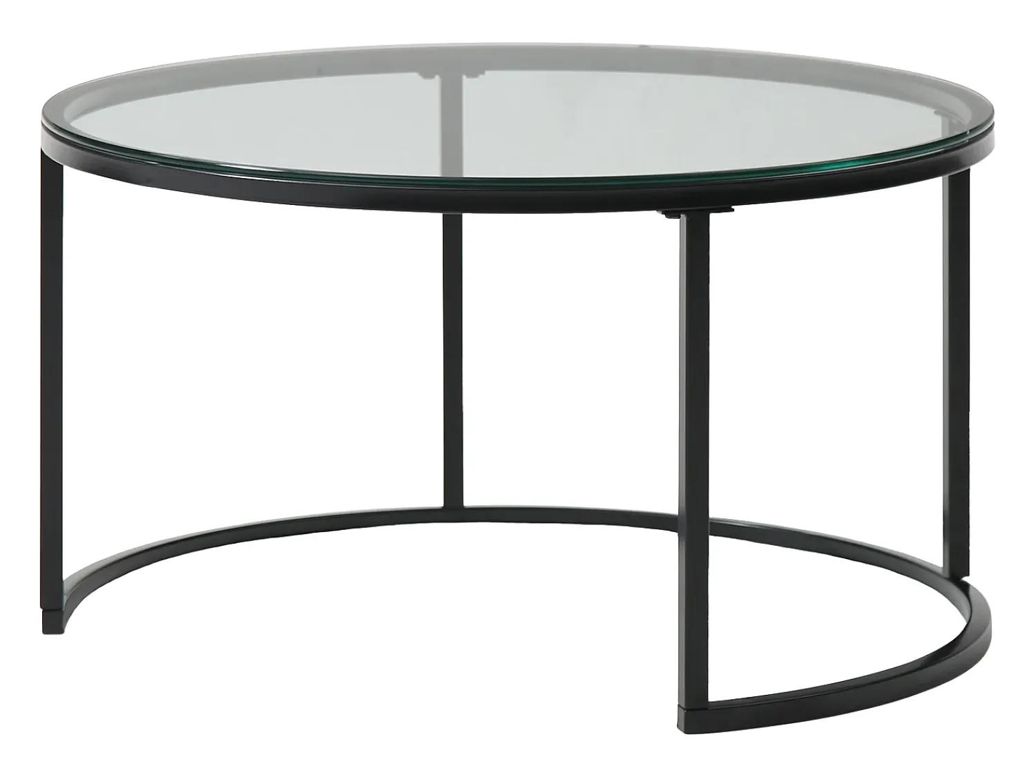 Mesa De Centro|Vente-unique Conjunto de mesas de centro empilháveis em MDF e vidro temperado - Transparentes e naturais - REMINA Transparente / Preto / Natural claro