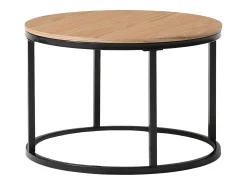 Mesa De Centro|Vente-unique Conjunto de mesas de centro empilháveis em MDF e vidro temperado - Transparentes e naturais - REMINA Transparente / Preto / Natural claro