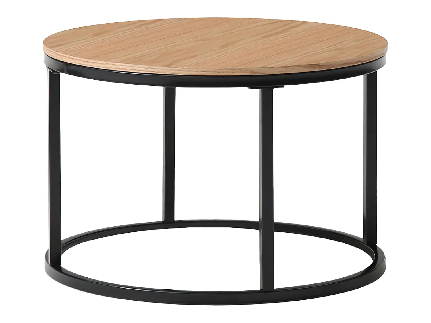 Mesa De Centro|Vente-unique Conjunto de mesas de centro empilháveis em MDF e vidro temperado - Transparentes e naturais - REMINA Transparente / Preto / Natural claro