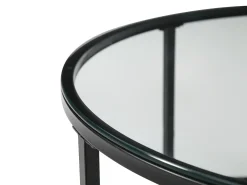 Mesa De Centro|Vente-unique Conjunto de mesas de centro empilháveis em MDF e vidro temperado - Transparentes e naturais - REMINA Transparente / Preto / Natural claro