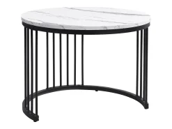 New Hauss Spole Conjunto de mesas de centro empilháveis ​​com 2 gavetas - Tampo com efeito mármore brilhante - Preto e Branco