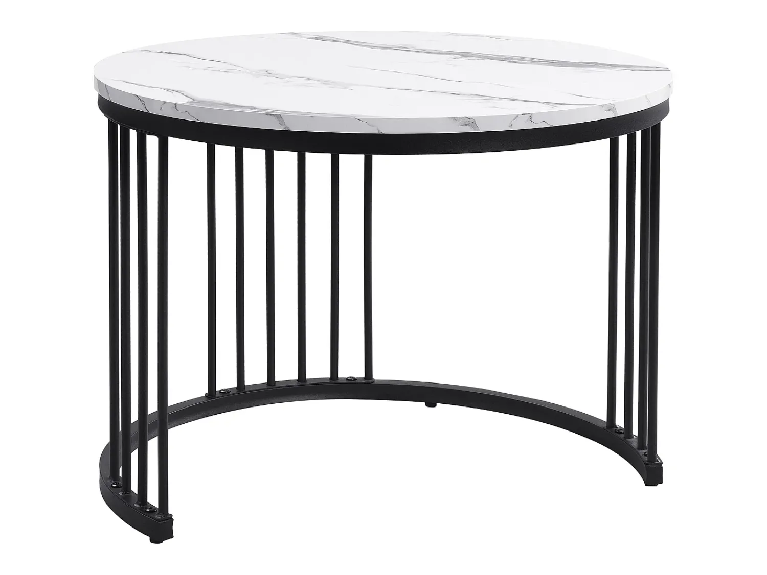 New Hauss Spole Conjunto de mesas de centro empilháveis com 2 gavetas - Tampo com efeito mármore brilhante - Preto e Branco