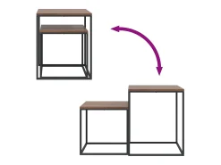 vidaxl Conjunto de mesas de centro 2 pcs derivados de madeira e metal^ Mesa De Centro