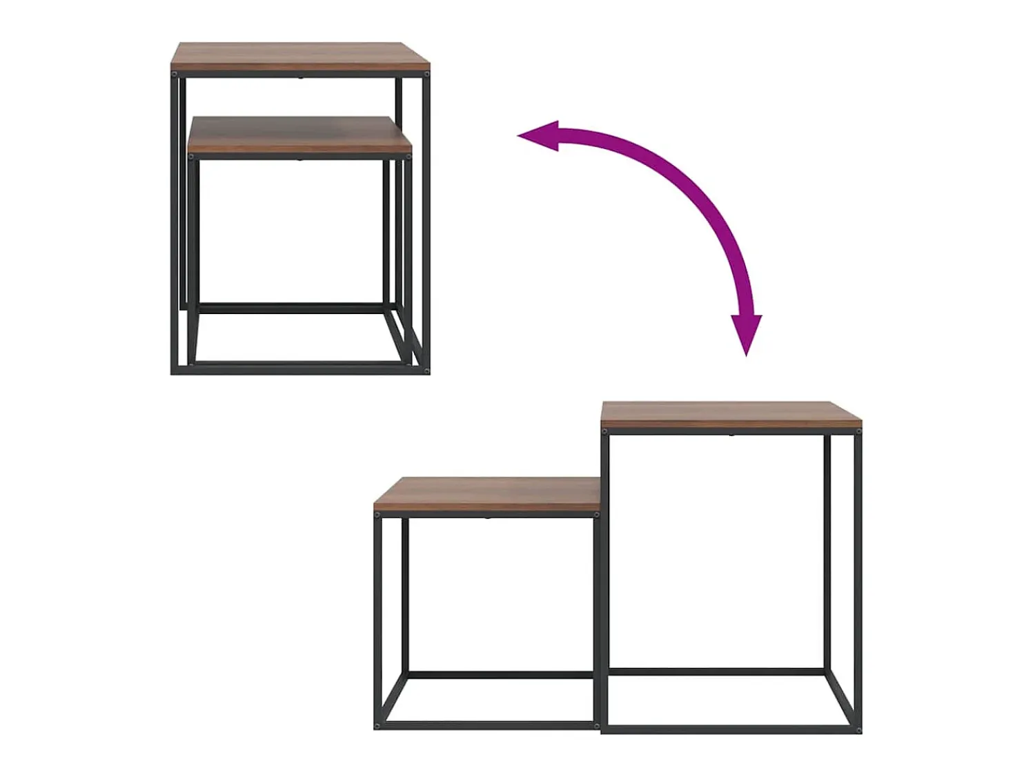 vidaxl Conjunto de mesas de centro 2 pcs derivados de madeira e metal^ Mesa De Centro