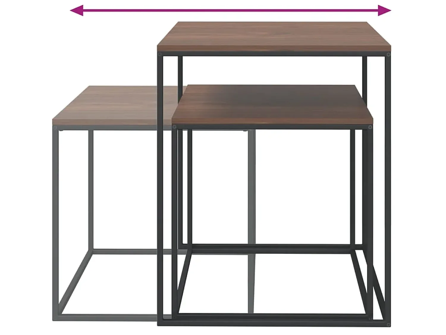 Clearance Conjunto de mesas de centro 2 pcs derivados de madeira e metal PT549182 Preto