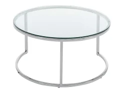 Mesa De Centro|Vente-unique Conjunto de mesas de centro empilháveis ​​em vidro temperado e aço inoxidável - Prata - MAEVANE II Transparente / Prateado