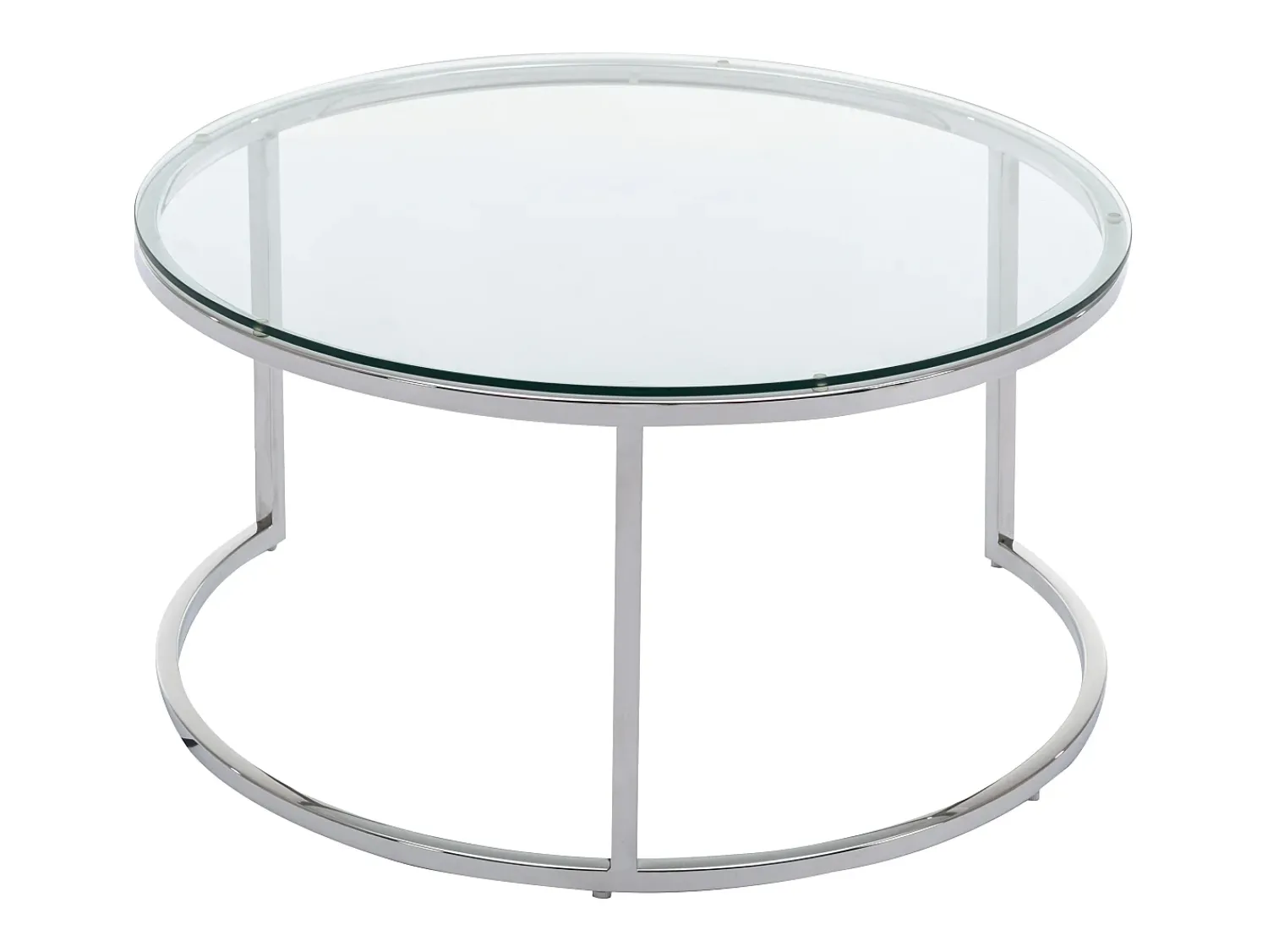 Mesa De Centro|Vente-unique Conjunto de mesas de centro empilháveis em vidro temperado e aço inoxidável - Prata - MAEVANE II Transparente / Prateado