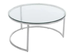Mesa De Centro|Vente-unique Conjunto de mesas de centro empilháveis ​​em vidro temperado e aço inoxidável - Prata - MAEVANE II Transparente / Prateado