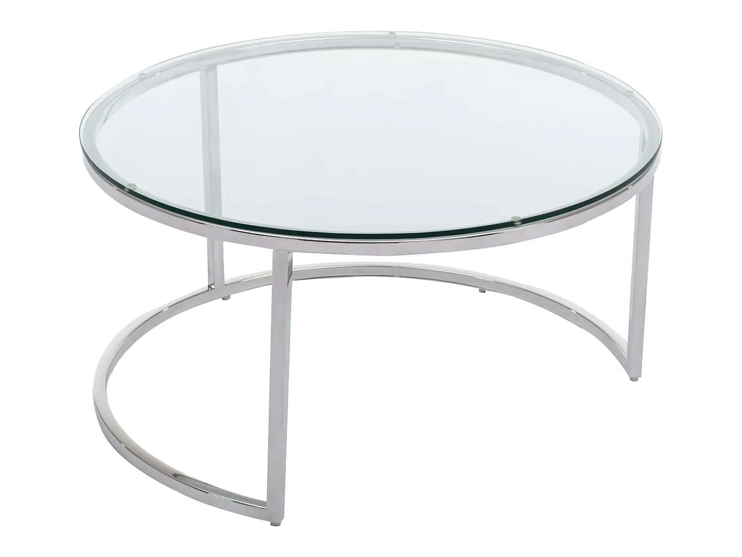 Mesa De Centro|Vente-unique Conjunto de mesas de centro empilháveis em vidro temperado e aço inoxidável - Prata - MAEVANE II Transparente / Prateado
