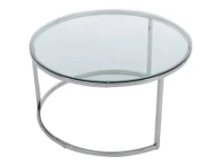 Mesa De Centro|Vente-unique Conjunto de mesas de centro empilháveis em vidro temperado e aço inoxidável - Prata - MAEVANE II Transparente / Prateado
