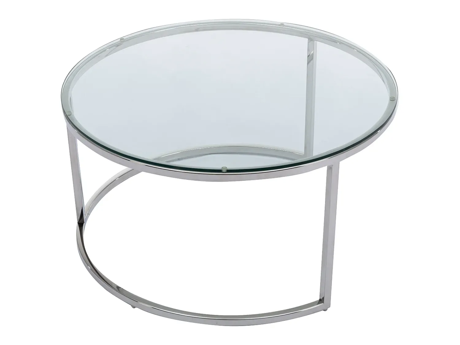 Mesa De Centro|Vente-unique Conjunto de mesas de centro empilháveis em vidro temperado e aço inoxidável - Prata - MAEVANE II Transparente / Prateado