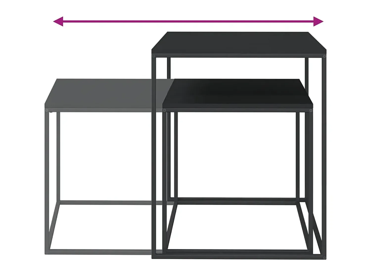 Conjunto de mesas de centro 2 pcs derivados de madeira e metal PT785297 Preto