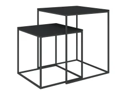 Conjunto de mesas de centro 2 pcs derivados de madeira e metal PT785297 Preto