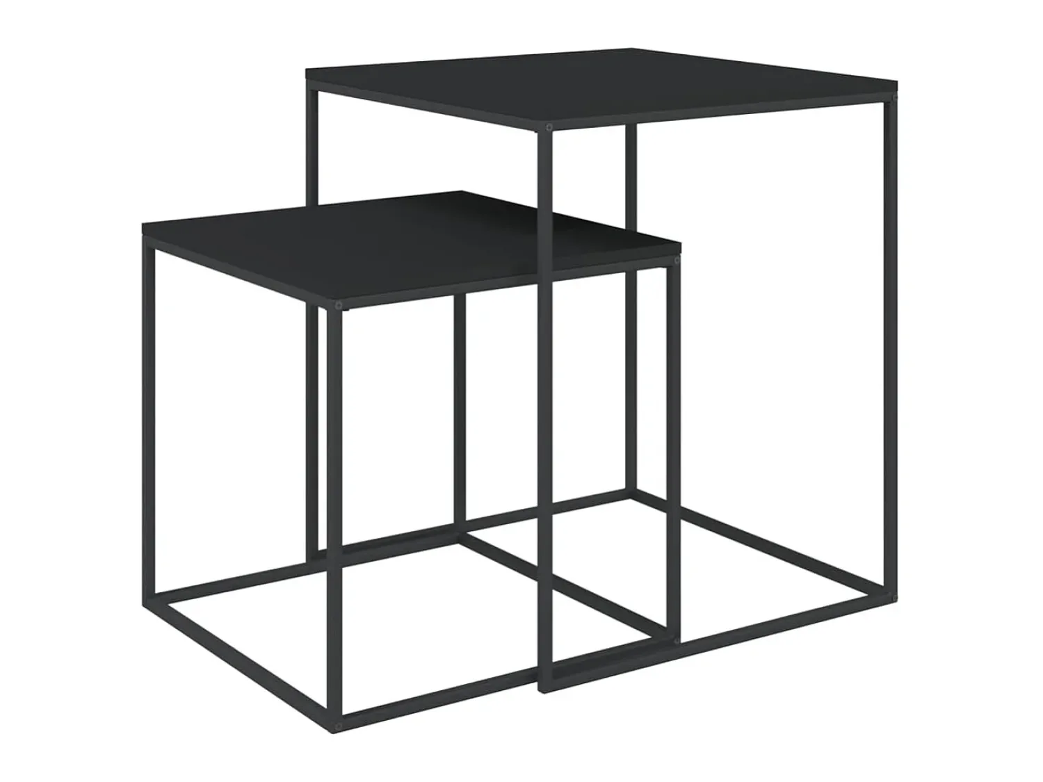 Conjunto de mesas de centro 2 pcs derivados de madeira e metal PT785297 Preto