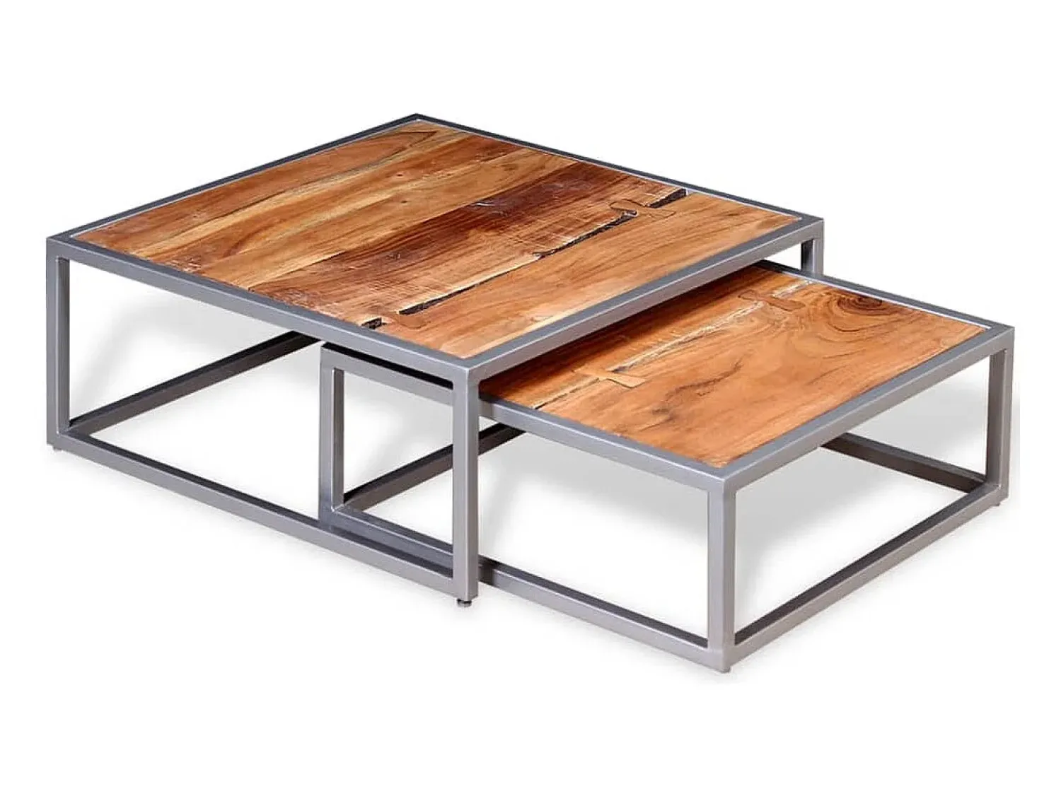 Clearance vidaxl Conjunto de mesas de centro 2 pcs madeira de acácia maciça Natural claro
