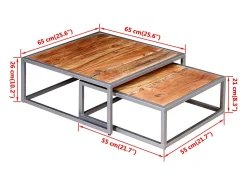 Clearance vidaxl Conjunto de mesas de centro 2 pcs madeira de acácia maciça Natural claro