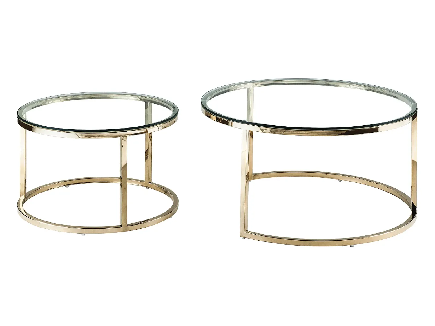 Mesa De Centro|Vente-unique Conjunto de mesas de centro empilháveis em vidro temperado e aço inoxidável - Dourado - MAEVANE II Transparente / Dourado