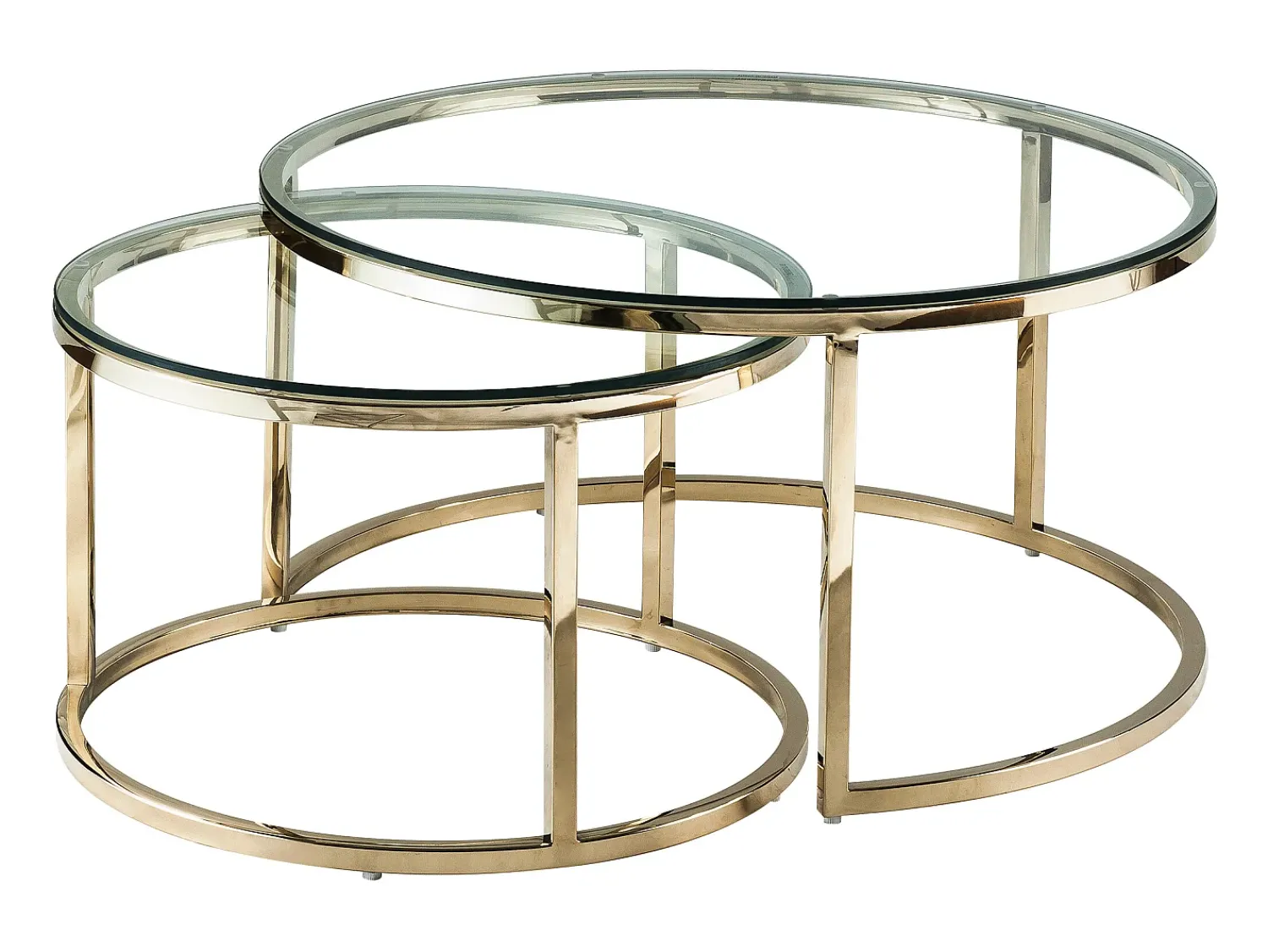 Mesa De Centro|Vente-unique Conjunto de mesas de centro empilháveis em vidro temperado e aço inoxidável - Dourado - MAEVANE II Transparente / Dourado