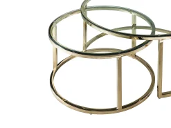 Mesa De Centro|Vente-unique Conjunto de mesas de centro empilháveis em vidro temperado e aço inoxidável - Dourado - MAEVANE II Transparente / Dourado