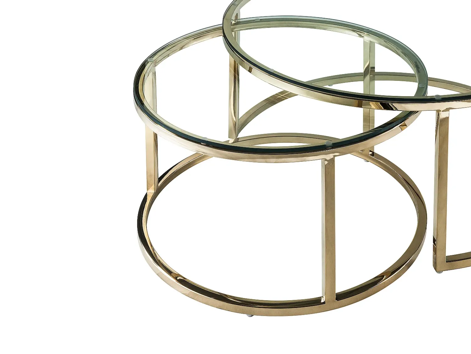 Mesa De Centro|Vente-unique Conjunto de mesas de centro empilháveis em vidro temperado e aço inoxidável - Dourado - MAEVANE II Transparente / Dourado