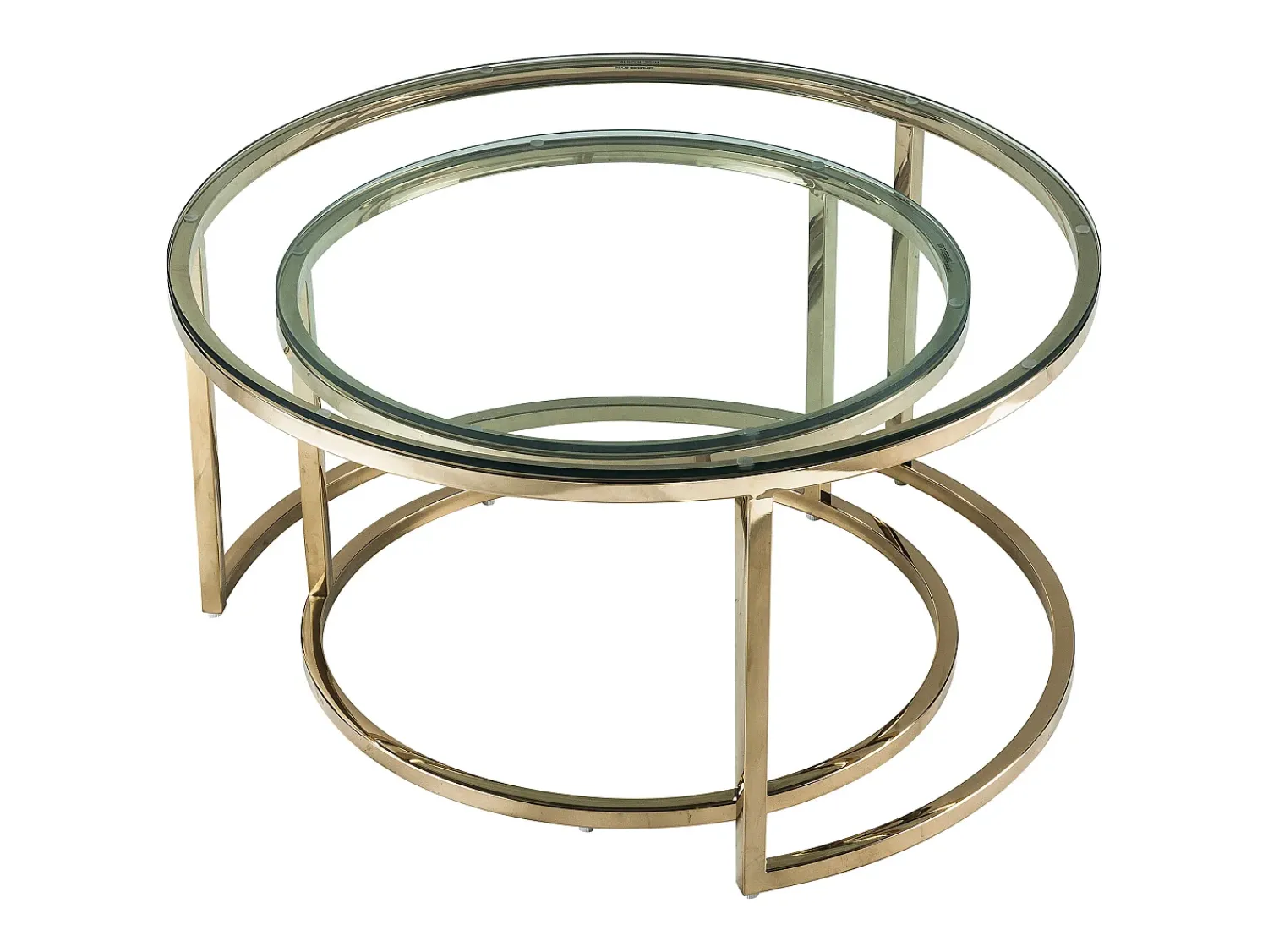 Mesa De Centro|Vente-unique Conjunto de mesas de centro empilháveis em vidro temperado e aço inoxidável - Dourado - MAEVANE II Transparente / Dourado