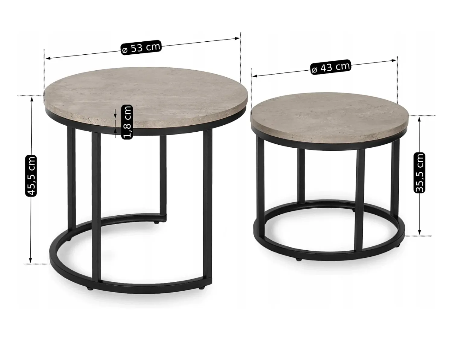 Conjunto de mesas de centro Rocky Betão^ Mesa De Centro