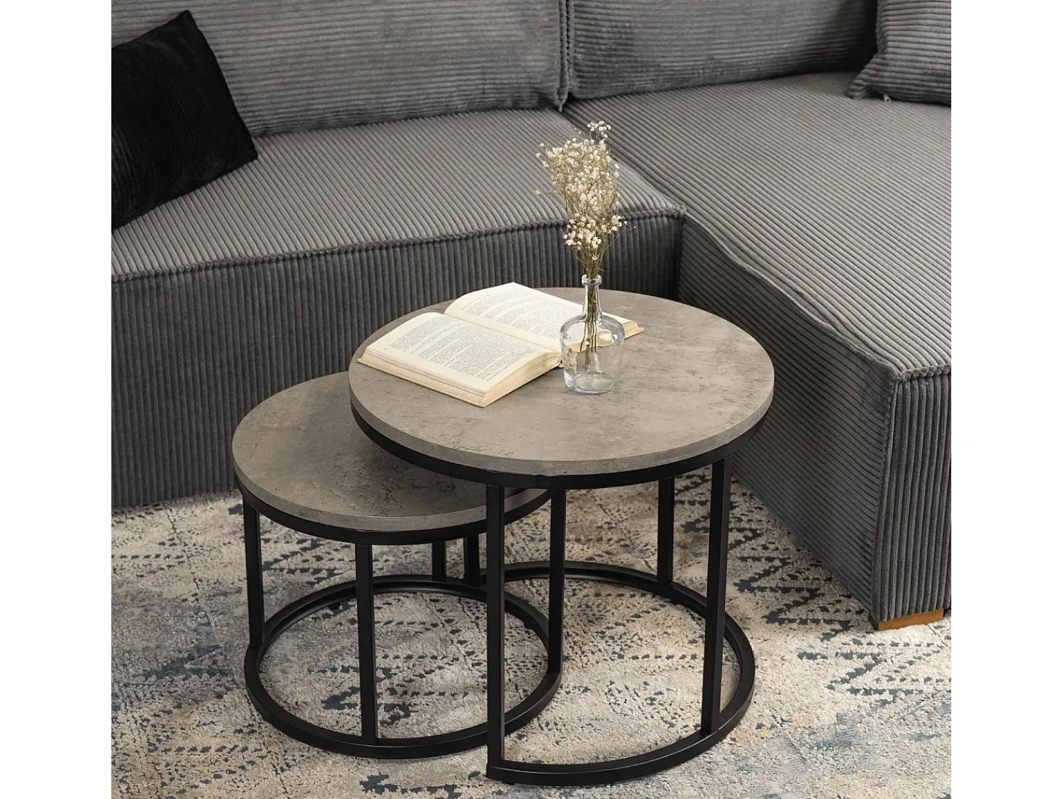 Conjunto de mesas de centro Rocky Betão^ Mesa De Centro