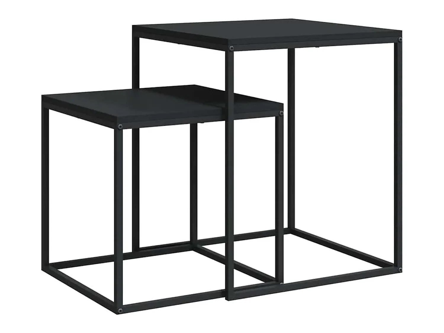 Mesa De Centro|vidaxl Conjunto de mesas de centro 2 pcs derivados de madeira e metal Preto