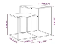 Mesa De Centro|vidaxl Conjunto de mesas de centro 2 pcs derivados de madeira e metal Preto