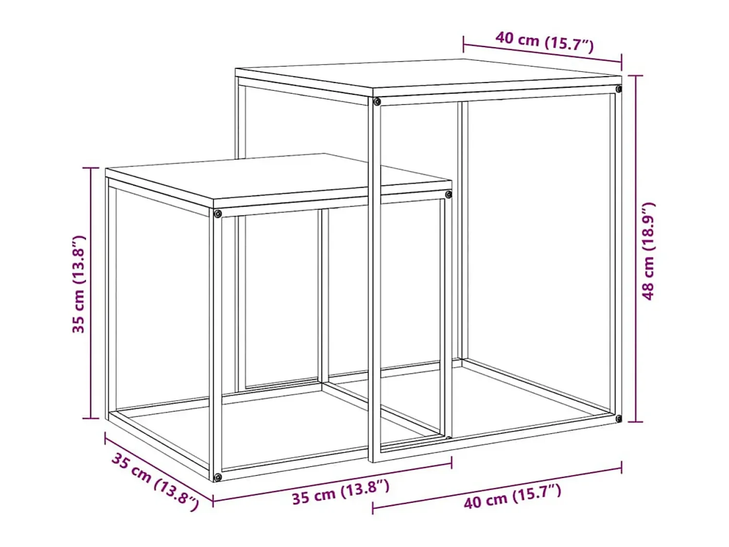 Mesa De Centro|vidaxl Conjunto de mesas de centro 2 pcs derivados de madeira e metal Preto