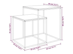 Mesa De Centro|vidaxl Conjunto de mesas de centro 2 pcs derivados de madeira e metal Preto
