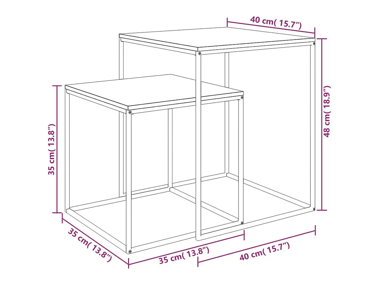 Mesa De Centro|vidaxl Conjunto de mesas de centro 2 pcs derivados de madeira e metal Preto