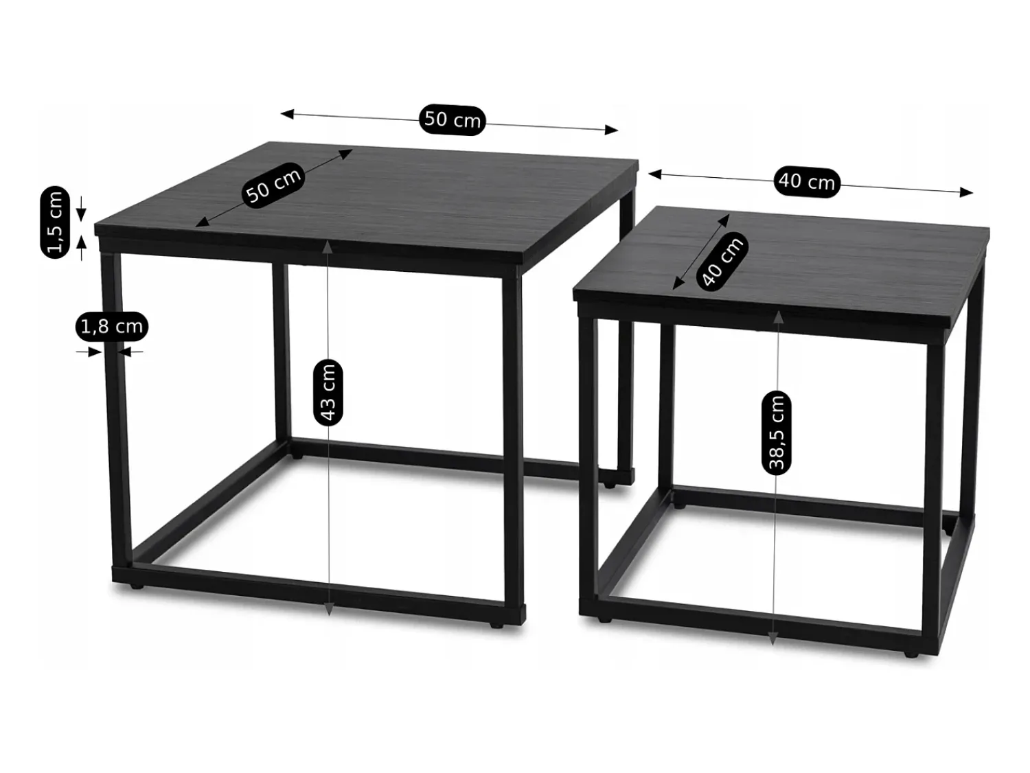 Clearance Conjunto de mesas de centro Tevet Preto