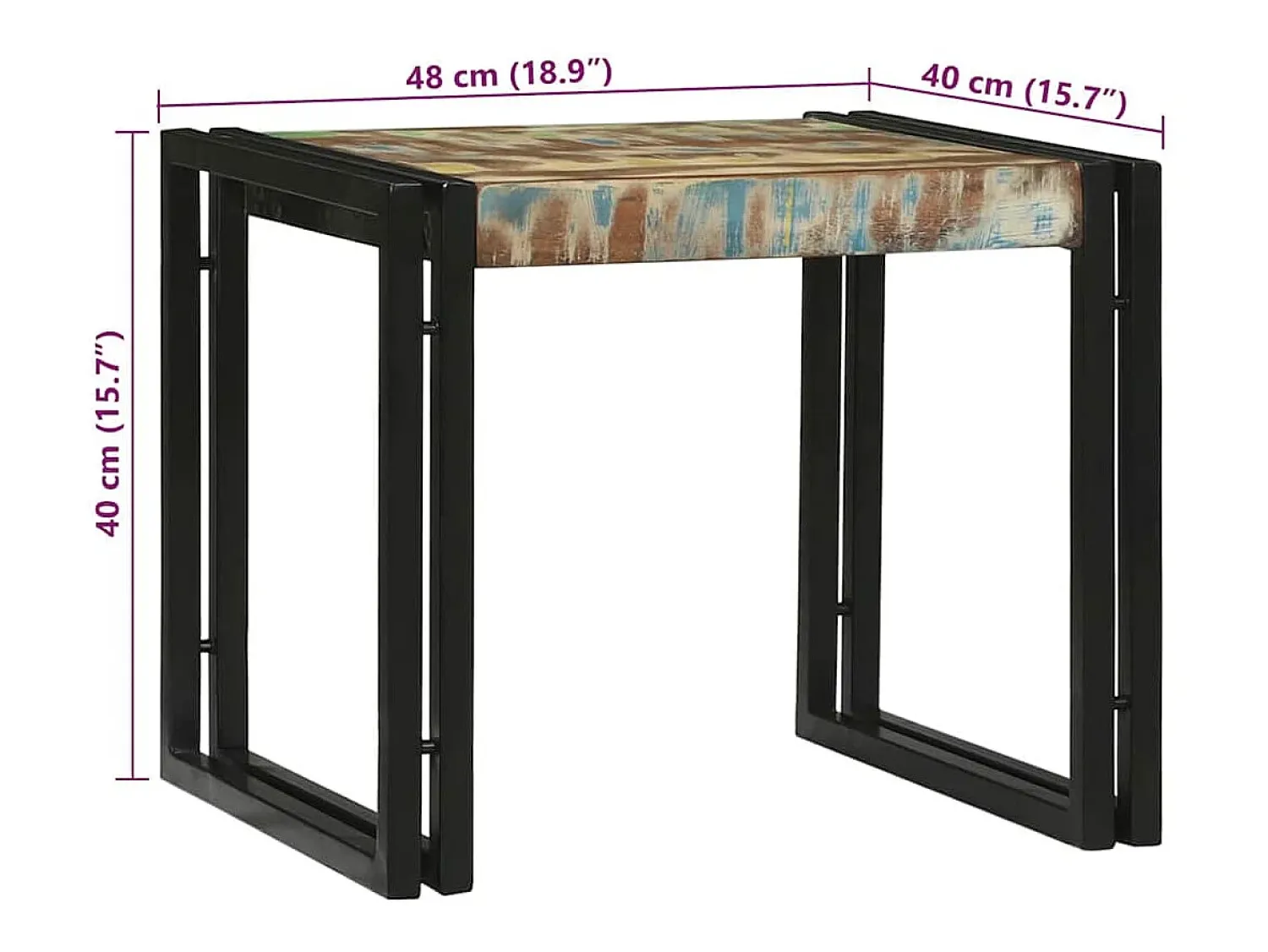 Sale Conjunto de Mesas de centro | Mesa de apoio | Mesa de café 2 Peças Multicolor Madeira recuperada maciça Multicor