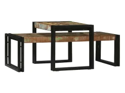Sale Conjunto de Mesas de centro | Mesa de apoio | Mesa de café 2 Peças Multicolor Madeira recuperada maciça Multicor